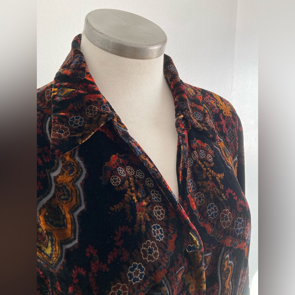 Caslon Black and Multicolor Velvet Paisley Button Down Shirt - Picture 5 of 5